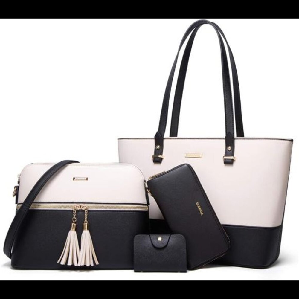 Women Fashion Handbags Tote Bag Shoulder Bag Top Handle Satchel Purse Set 4pcs